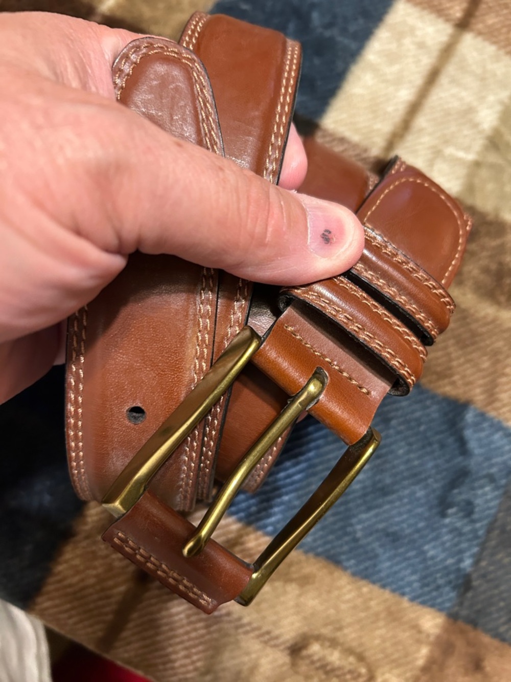 George Brown Leather Belt with Brass Buckle